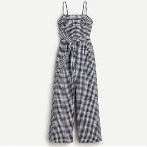 NWT J. Crew Linen Jumpsuit in Navy Gingham